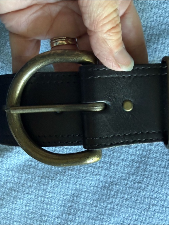 Laura Ashley Black Leather Belt with Brass-Tone Buckle main image 4